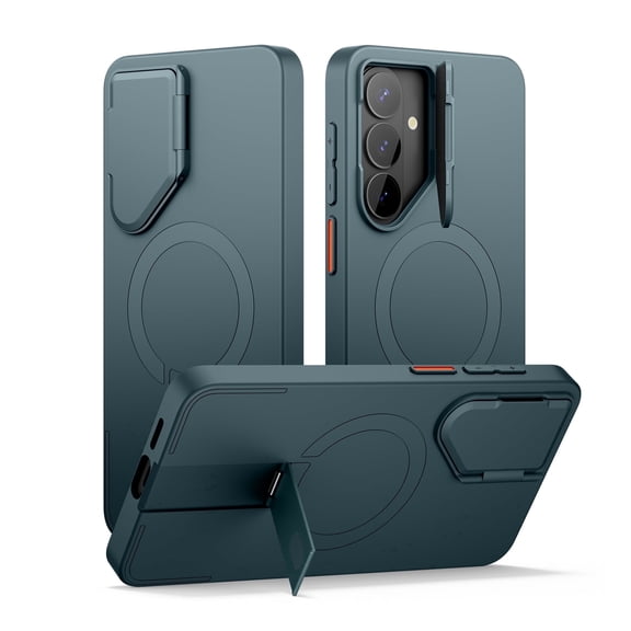 SURITCH for Samsung Galaxy S26 Plus Phone Case, Magnetic Protective Cover with Camera Cover and Adjustable Metal Kickstand for Galaxy S26 Plus, Lake Green