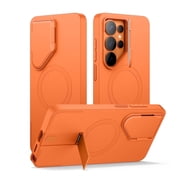 SURITCH for Samsung Galaxy S26 Ultra Phone Case, Magnetic Protective Cover with Camera Cover and Adjustable Metal Kickstand for Galaxy S26 Ultra, Orange