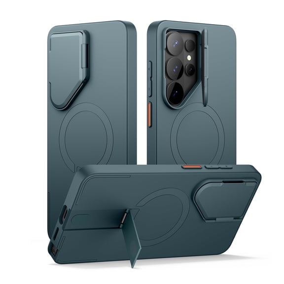 SURITCH for Samsung Galaxy S26 Ultra Phone Case, Magnetic Protective Cover with Camera Cover and Adjustable Metal Kickstand for Galaxy S26 Ultra, Lake Green