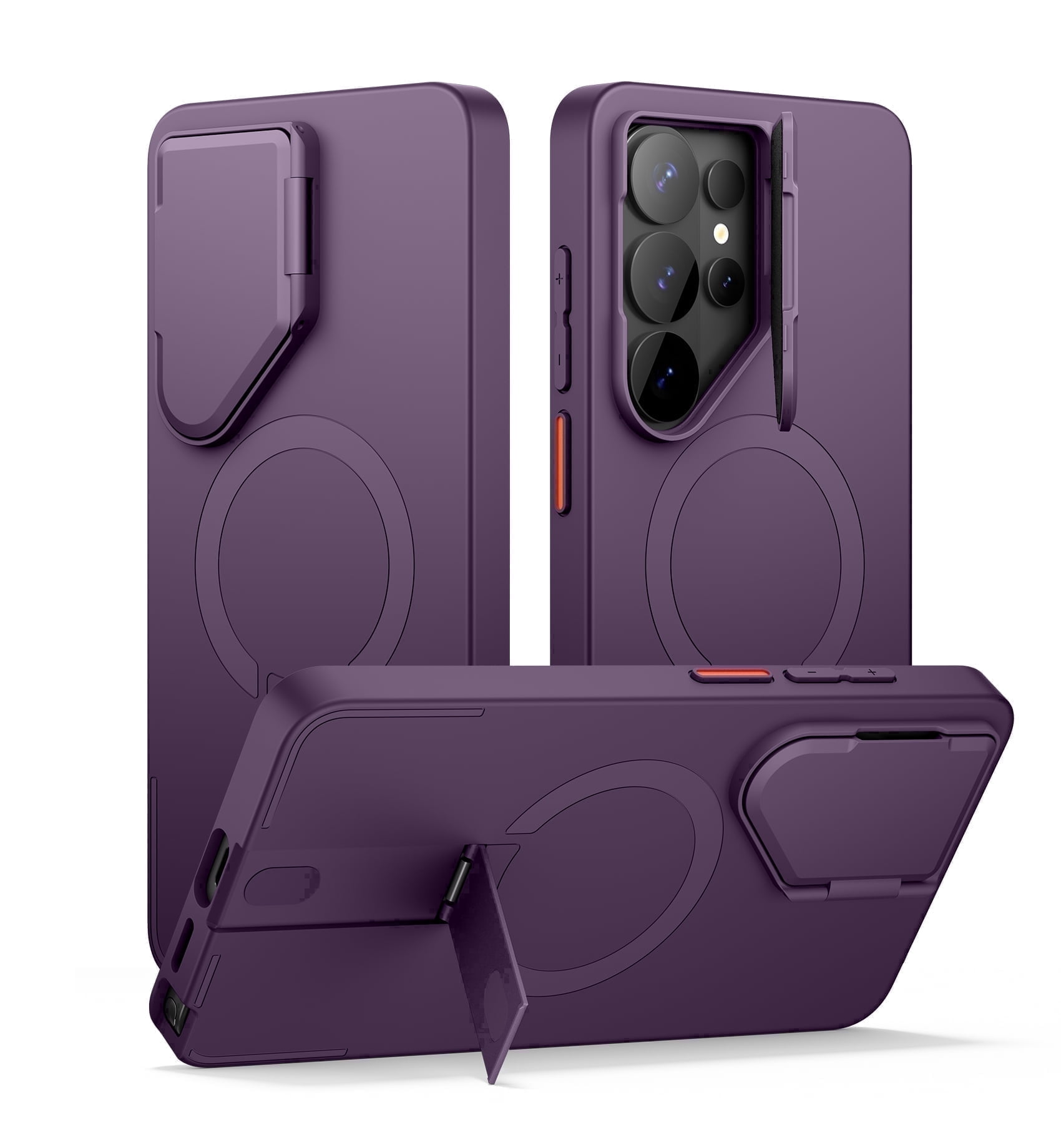 SURITCH for Samsung Galaxy S26 Ultra Phone Case, Magnetic Protective Cover with Camera Cover and Adjustable Metal Kickstand for Galaxy S26 Ultra, Purple