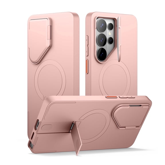 SURITCH for Samsung Galaxy S26 Ultra Phone Case, Magnetic Protective Cover with Camera Cover and Adjustable Metal Kickstand for Galaxy S26 Ultra, Pink