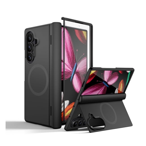 SURITCH for Samsung Galaxy Z Fold 8 Ultra Case with Screen Protector, Magnetic Shockproof Protective Cover Slim Bumper Cases with Hinge Protection and Built-in Kickstand, Black