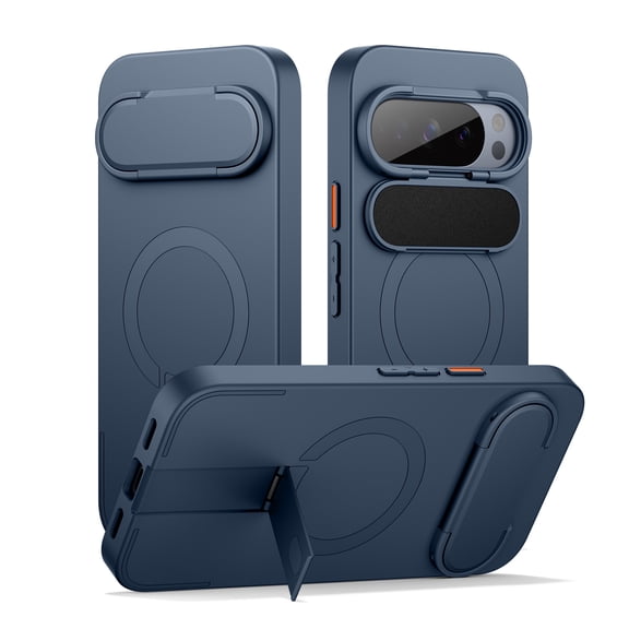 SURITCH for Google Pixel 9a Phone Case, Magnetic Shockproof Protective Cover with Camera Cover and Adjustable Metal Kickstand for Pixel 9a, Blue