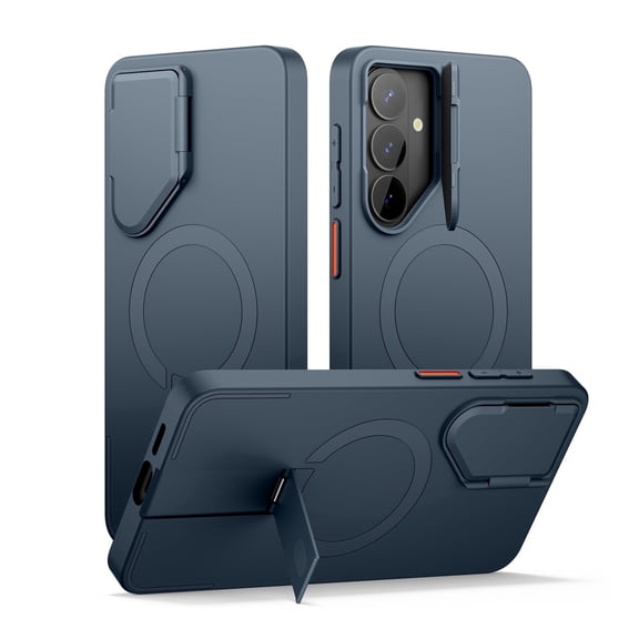 SURITCH for Samsung Galaxy S26 Plus Phone Case, Magnetic Protective Cover with Camera Cover and Adjustable Metal Kickstand for Galaxy S26 Plus, Blue