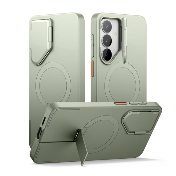 SURITCH for Samsung Galaxy S26 Plus Phone Case, Magnetic Protective Cover with Camera Cover and Adjustable Metal Kickstand for Galaxy S26 Plus, Green