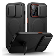 SURITCH for iPhone 14 Pro Case with Magnetic Camera Slide Cover and Adjustable Kickstand, Compatible with MagSafe, Shockproof Bumper Case Slim Protective Cover,