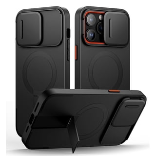 SURITCH for iPhone 14 Pro Max Case with Magnetic Camera Slide Cover and Adjustable Kickstand, Compatible with MagSafe, Shockproof Bumper Case Slim Protective Cover, Black