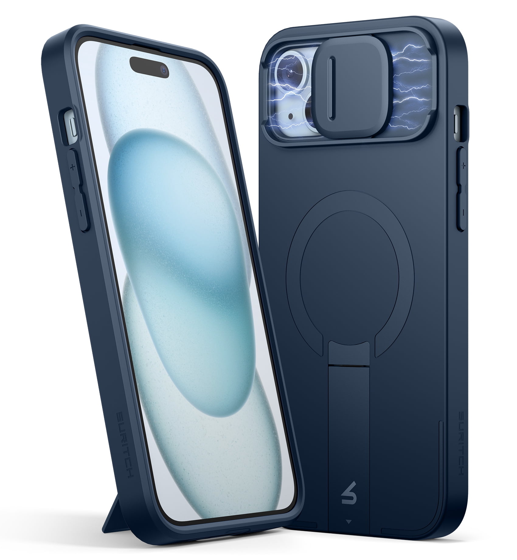 Coque Magnétique Anti-choc Pour IPhone 14 - Bleu Marine/noir, Ultra Slim, Protection 360°