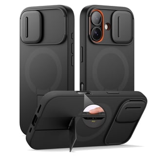 SURITCH for iPhone 17 Case with Camera Cover, Kickstand, Compatible with MagSafe, Shockproof Bumper Slim Protective Cover, Black