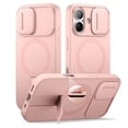 thumbnail image 1 of SURITCH for iPhone 17 Case with Camera Cover, Kickstand, Compatible with MagSafe, Shockproof Bumper Slim Protective Cover, Pink, 1 of 11