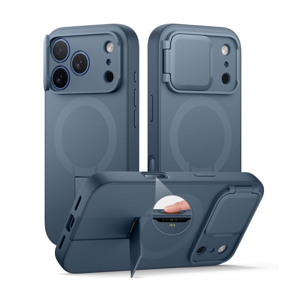 SURITCH for iPhone 18 Pro Magnetic Case with Camera Control Button, Compatible with MagSafe, with Camera Cover and Built-in Kickstand, Shockproof Bumper Cases Slim Protective Cover, Blue