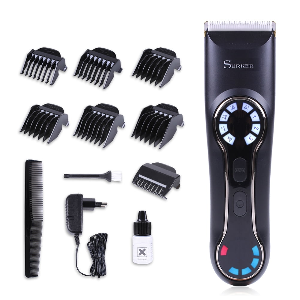 SURKER HC565 PRO Cordless Titanium Ceramic Blade Hair Clippers 12 pc. Kit for Men