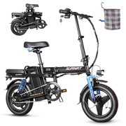 SURNAT Z9 Folding Adult Electric Bike Full Suspension 400W(Peak 600W) 48V 10.4Ah/13Ah Removable Battery 23MPH 14"x 2.1 Tire Ebikes Commuter Electric Bicycle