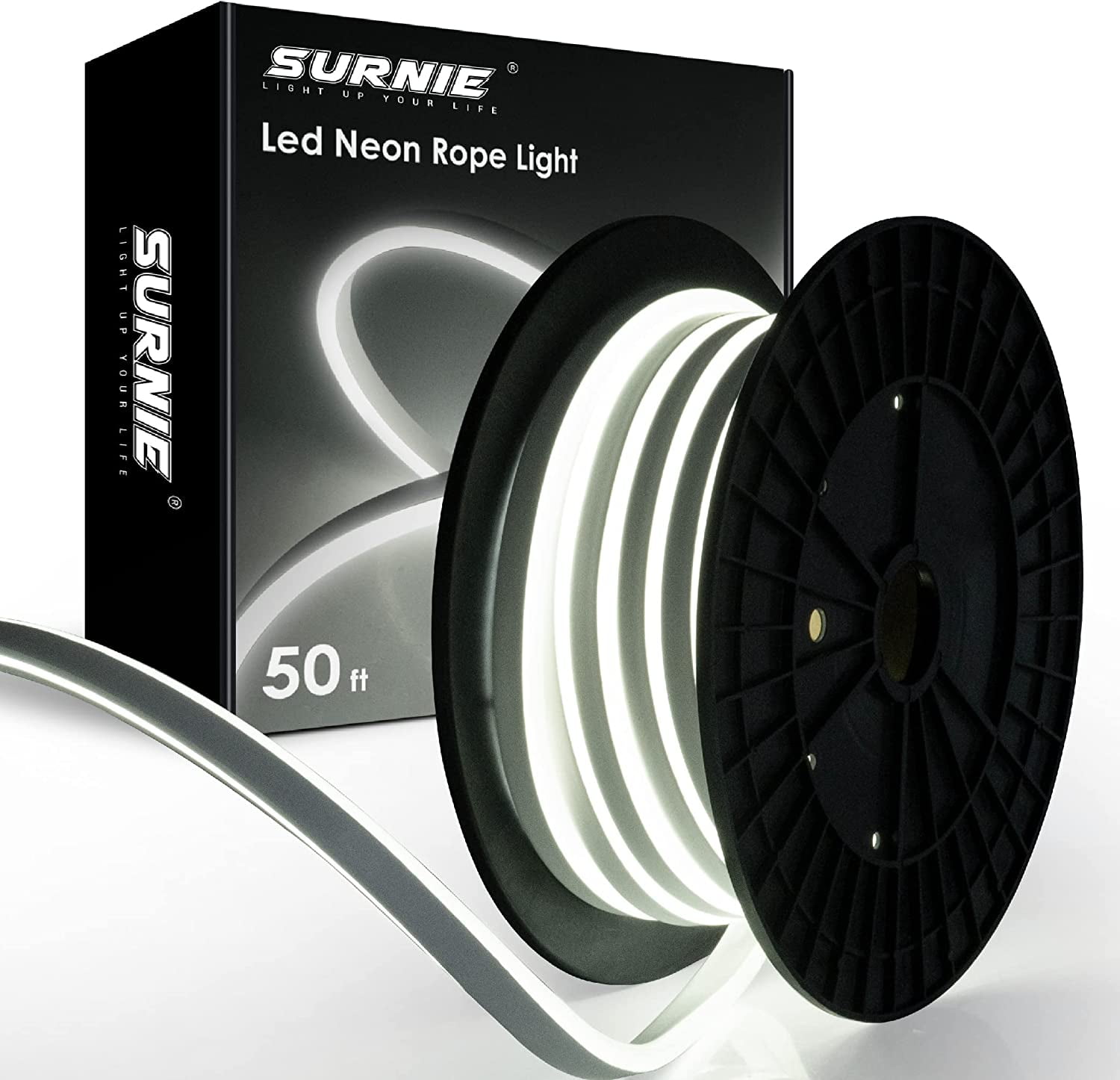 SURNIE 50ft/15m LED Neon Rope Lights 110V Flex Strip Lights Outdoor