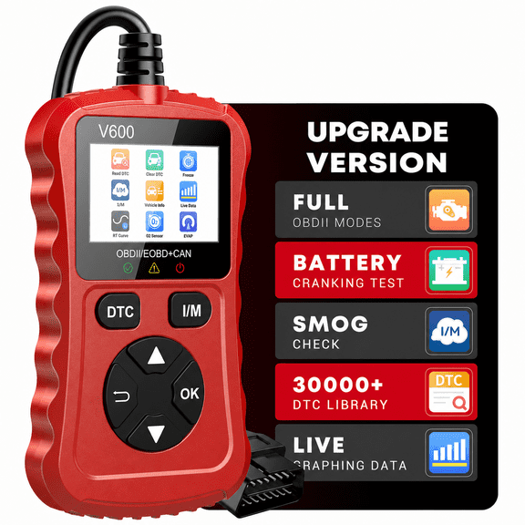 SURPUTS FIXD Bluetooth OBD2 Scanner & Car Code Reader for iPhone and Android - Wireless Vehicle Diagnostic Tool for Check Engine Light & Car Health Monitoring, 1996+ Gas & Hybrid Cars, Red
