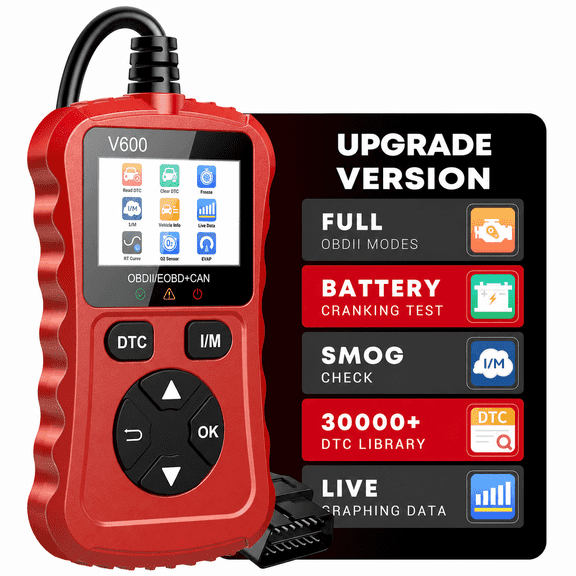 SURPUTS Bluetooth OBD2 Scanner for iPhone & Android, Wireless Car Code Reader and Check Engine Diagnostic Tool for Most 1996+ Gas and Hybrid Vehicles, Red