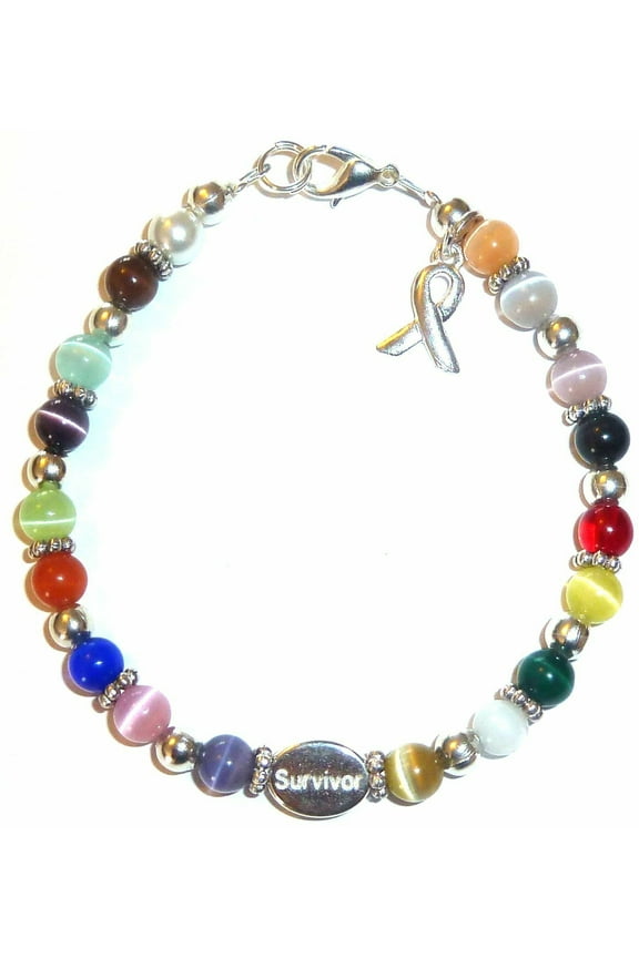 SURVIVOR - Cancer Awareness Bracelet by Hidden Hollow Beads - 7 3/4 in. - Fits Most Adults - Lobster Clasp