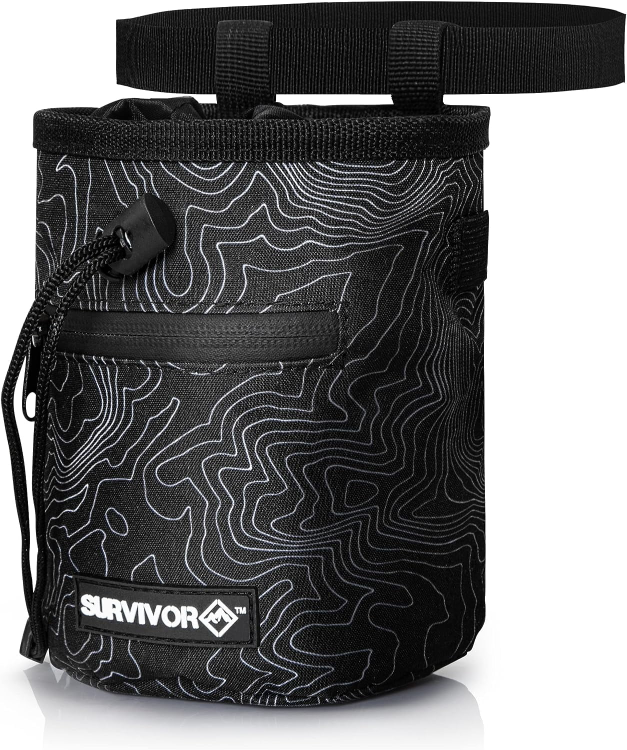 SURVIVOR Chalk Bag Iconic Topographical Map, Draw String Closure, 2