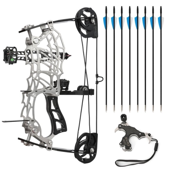 SURWOLF Metal Short Axis 15-32lbs 13" Mini Compound Arrow Set Bow Hunting Shoot RH/LH