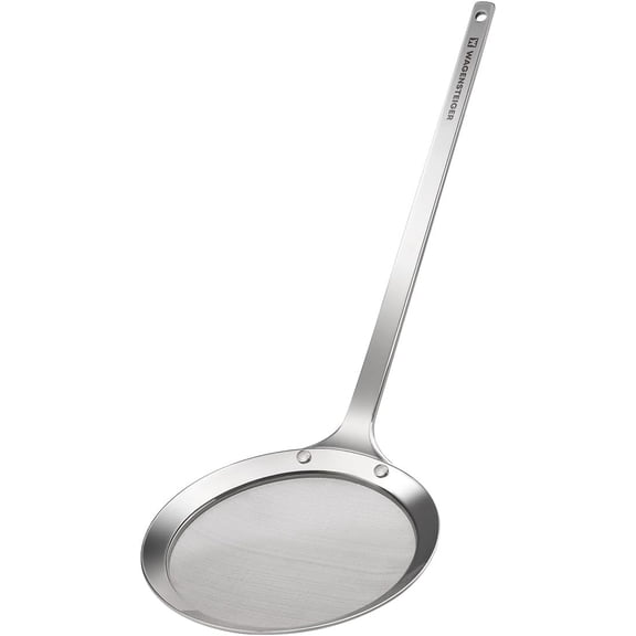 SUS304 Stainless Steel Fine Mesh Skimmer, Long Handle Spider Strainer for Frying, Noodles, Eggs & Vegetables, Professional Kitchen Skimmer Ladle