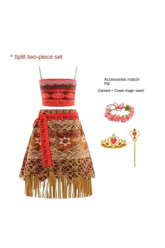 Antique Split Moana Cosplay Popular Hula Dance Skirt Holiday Christmas,4,4,150cm,Brown,Women's Plus,Single-Breasted