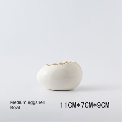 SUSAMMAISON Bird's Nest Ostrich White Eggshell Bowl Ceramic Hotel Tableware Baked Fruit Salad Creative Dry Ice Bowl,1,White
