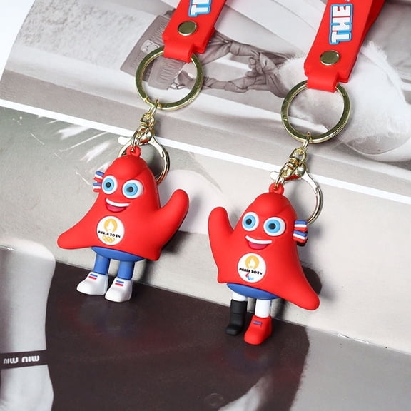 SUSAMMAISON Creative New Paris Games Mascot Doll Friger Pendant Keychain Accessories Travel Souvenir Wholesale,2,2,2,Red,Silicone,New