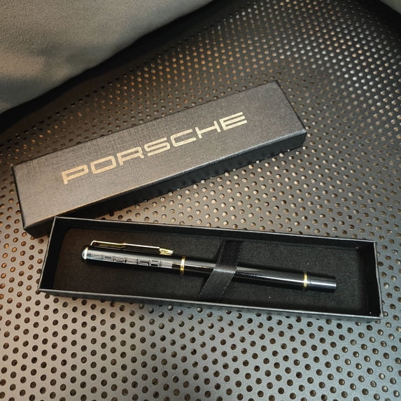SUSAMMAISON Porsche Large Capacity Signature Pen Case Durable Roller Pen Black Rotating Retractable Delivery Gift,Black