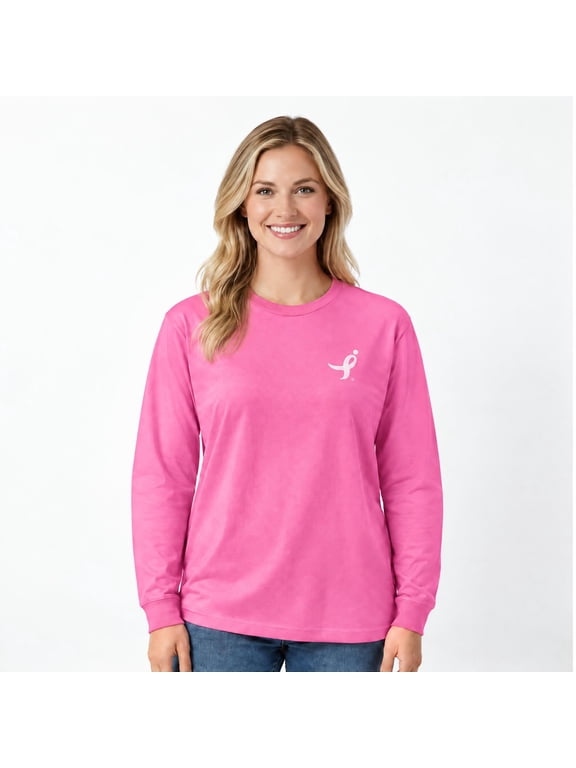 SUSAN G KOMEN MEN'S ALL OF US CROWD MENS SGK LONG SLV TEE, BREAST CANCER AWARENESS SHIRT, SIZES XS-3XL