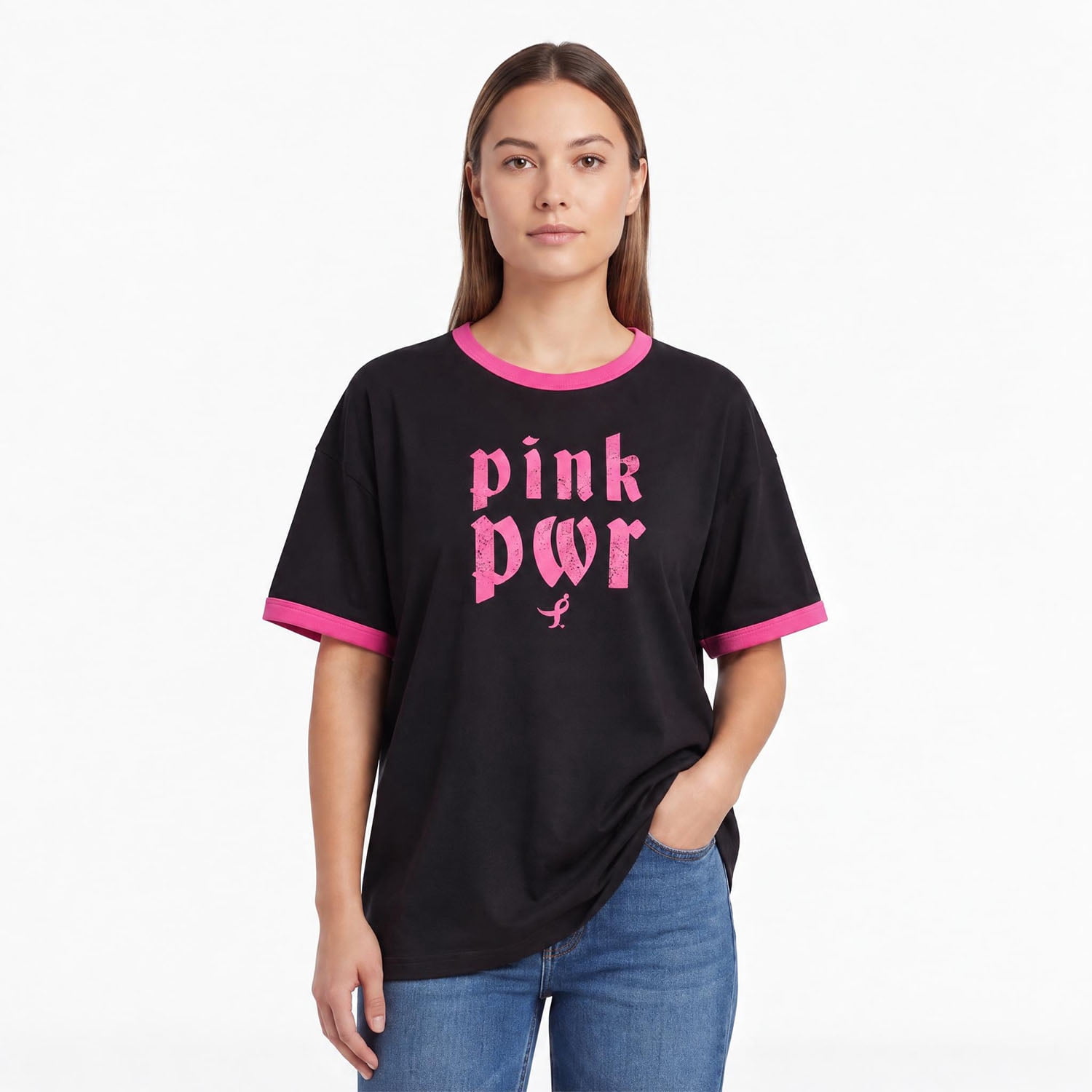 SUSAN G KOMEN MEN'S BLACKLETTER PINK MENS SGK SHORT SLEEVE TEE, BREAST CANCER AWARENESS SHIRT, SIZES XS-3XL