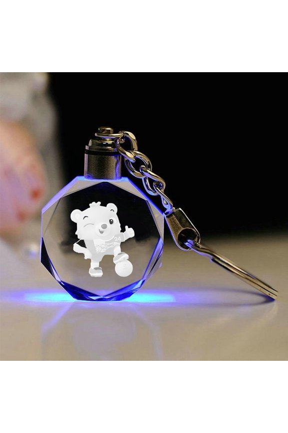 2024 European Cup Logo Illuminated Keychain Fans Football Souvenir Crystal Keychain Pendant Personalized Gift