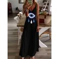 thumbnail image 1 of SUSHA Women's Tassel Print V Neck Sleeveless Dress Casual Summer Style multiple colors can be selected, 1 of 13