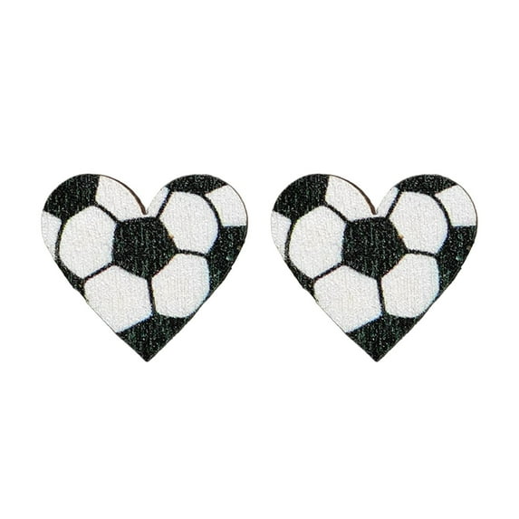 SUSHANG 1 Pair of Women’S Ball Earrings Ladies Earrings Sports Jewelry Heart Shaped Sports Baseball Studs Rugby Football Volleyball Basketball Wood Earrings Fashion Ladies Earrings