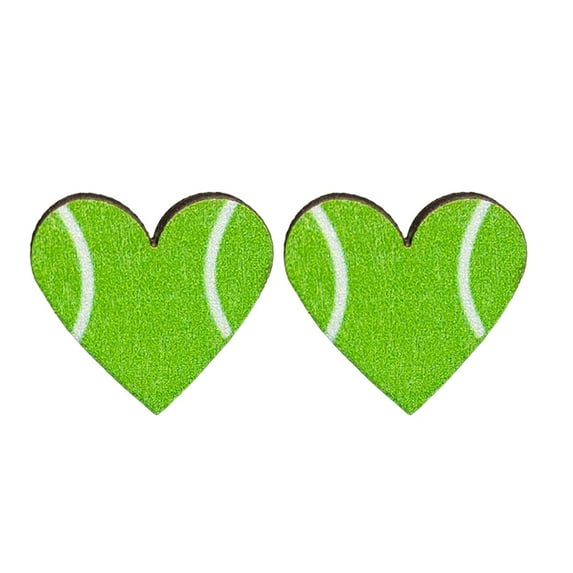 SUSHANG 1 Pair of Women’S Ball Earrings Ladies Earrings Sports Jewelry Heart Shaped Sports Baseball Studs Rugby Football Volleyball Basketball Wood Earrings Fashion Ladies Earrings