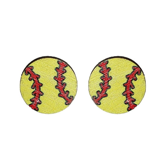 SUSHANG 1 Pair of Women’S Ball Earrings Ladies Earrings Sports Jewelry Heart Shaped Sports Baseball Studs Rugby Football Volleyball Basketball Wood Earrings Fashion Ladies Earrings
