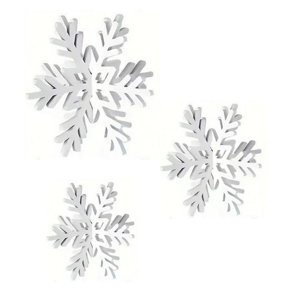 SUSHANG 1 Set 3D Snowflake Christmas Table Decorations 3pcs White Wooden Snowflake Centerpieces for Festive Winter Decor Perfect for Christmas Tabletop Dining Room Kitchen Fireplace Warm Holiday