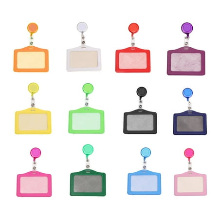 SUSHANG 12 Retractable Badge Holders With Horizontal ID Card Holder, Retractable Buckle, Certificate Cover And Chest Card Cover