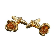 SUSHANG 2 PCS Rose Gold Plated Cufflinks Set - Durable Elegant Floral Copper Cuff Links for French Cuff Tuxedo Shirts, Unisex Wedding Party Business Formal Attire Gift
