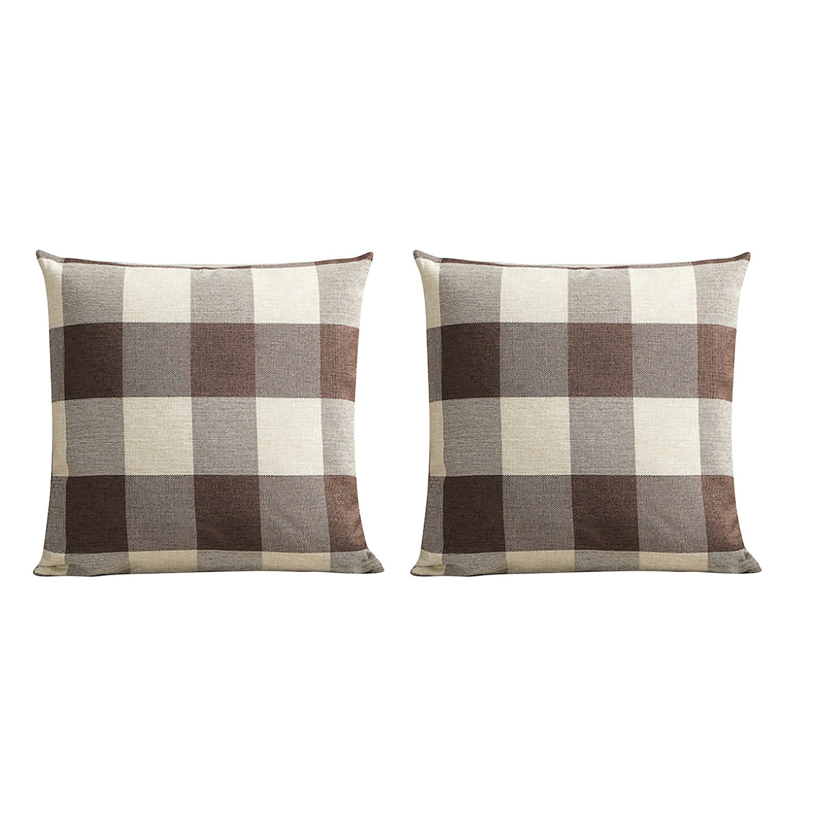 SUSHANG 2 Pieces of Brown Cushions Buffalo Checker Plaids Cushion Square Decorative Throw Pillow Cusion for Couch 18" X 18" Coffee 2 Pack