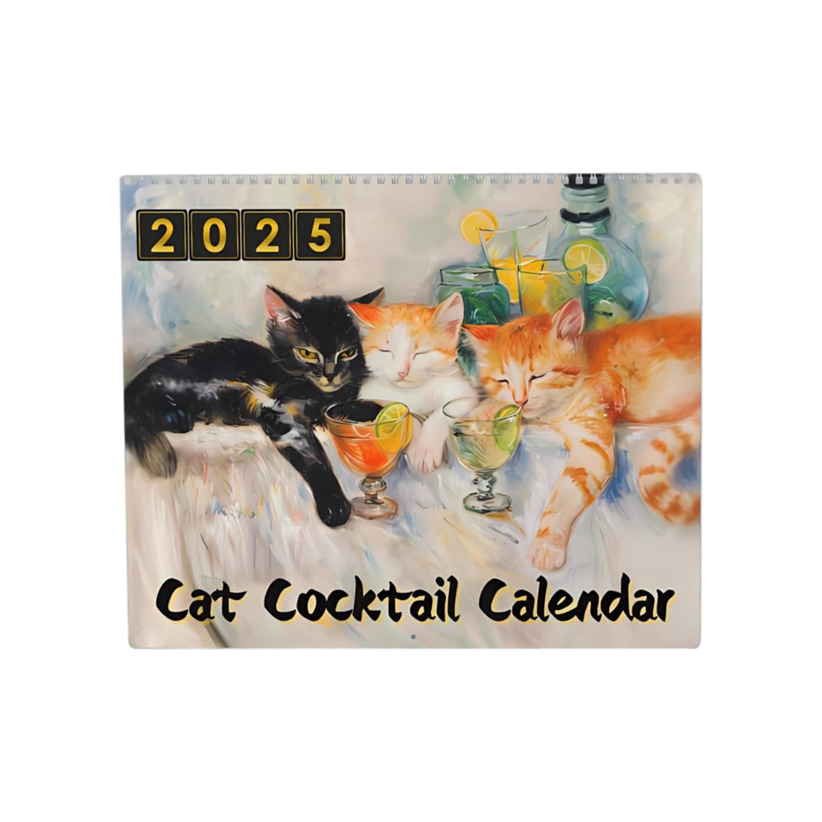 SUSHANG 2025 Cocktail Calendar 2025 Cat Calendar Full Page Thick Sturdy