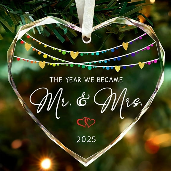 SUSHANG 2025 Engagement Celebration Ornament for Couples - Special Glass Keepsake for Christmas, Newly Engaged Friends, Commemorative Gift for Couple Just Engaged and Wedding Planning