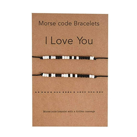 SUSHANG 2PC Morse Code Bracelet Couples Bracelets I Love You Cute Gifts From Relationships Matching Bracelets