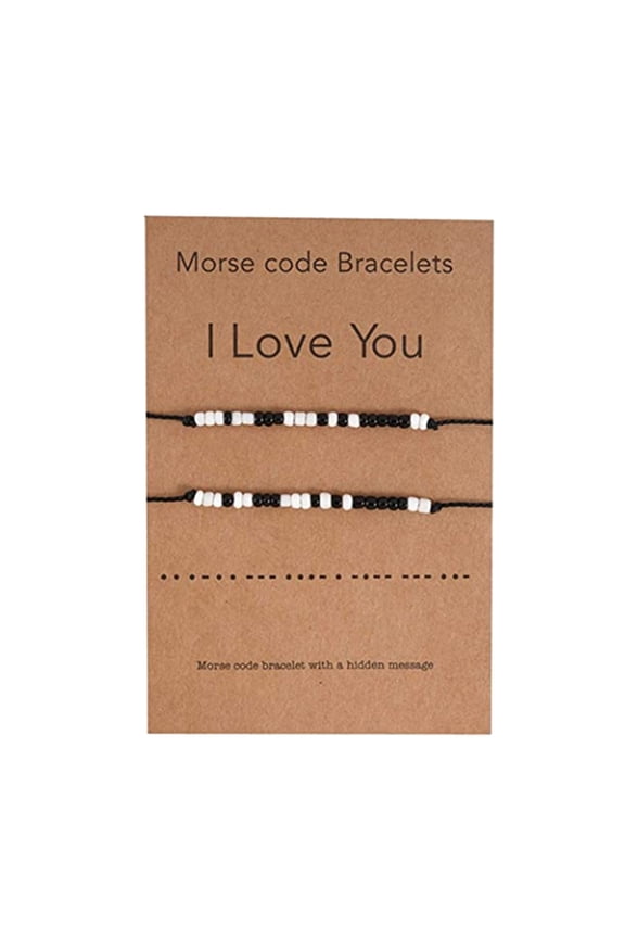 2PC Morse Code Bracelet Couples Bracelets I Love You Cute Gifts From Relationships Matching Bracelets