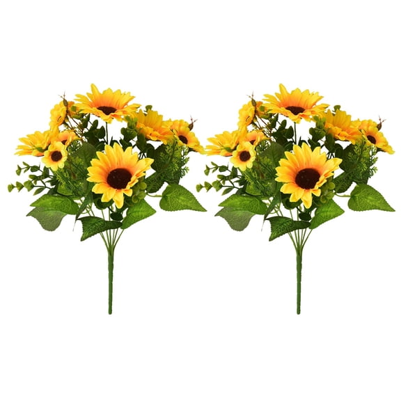 SUSHANG 2Pc7 Light-Colored Sunflowers Artificial Sunflower for Home Hotel Wedding Party Garden Decoration