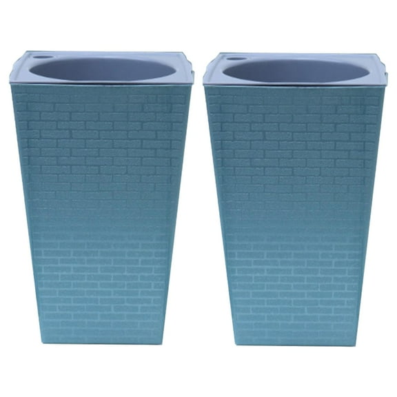 SUSHANG 2pc Tall Self Watering Planter Pots for Indoor Outdoor Use Square Decorative for Patio Gardening with Bottom Ventilation Lightweight Design Perfect for Succulents Flowers Gift for Mother’s