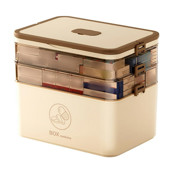 SUSHANG 3 Tier Portable Storage Box with Handle for Family Emergencies Large Capacity Multipurpose Plastic Organizer Holder Ideal for Home Crafts Sewing Cosmetics and More Removable Small Box for E