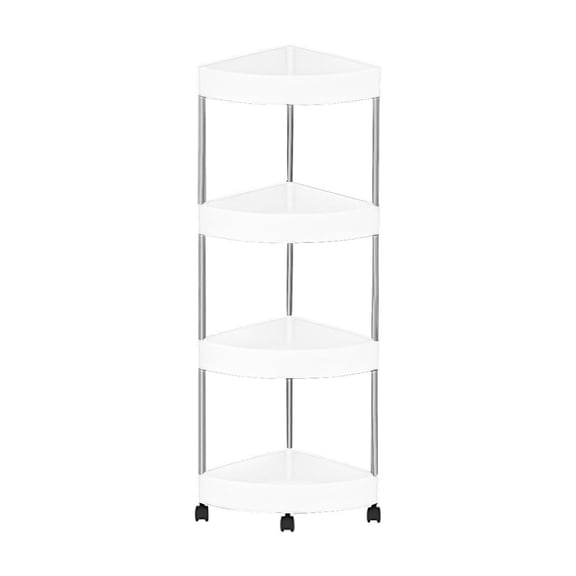 SUSHANG 4 Tier Bathroom Corner Storage Shelf Organizer with Rolling Wheels Narrow -Saving Design Multi-Tier Detachable Bathroom Storage Cart Organizer for Kitchen Bathroom Portable Storage Shelf