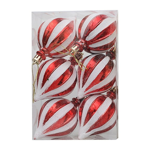 SUSHANG 6-Piece Painted Drop-Shaped Christmas Ornament Set - Hand-Decorated Plastic DIY Craft Kits with Hanging Loops, Unique Christmas Tree Pendants for Holiday Crafting Activities