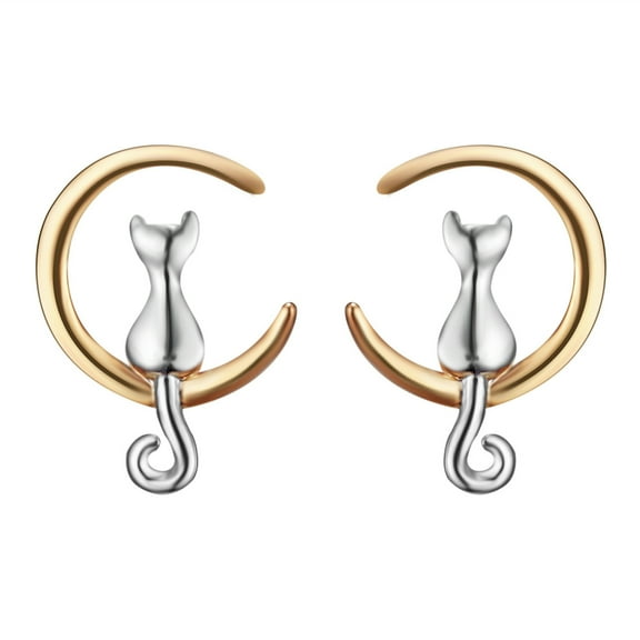 SUSHANG Accessories Simple Moon Cat Cat Moon Earrings Earrings Versatile Moon Cat Earrings