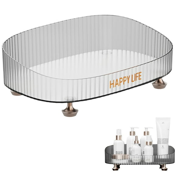 SUSHANG Acrylic Makeup Organizer Tray - Decorative Dresser Vanity Tray, Display Stand for Jewelry, Cosmetics, Skincare - Countertop Storage Solution for Bathroom & Bedroom